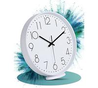 Horloge murale moderne de 20 cm - Horloge murale analogique discrète, blanche, pour le salon