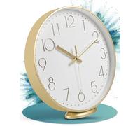 LATENO - Horloge Murale Sans Bruit de Tic-Tac - Dorée, Analogique 30 cm à Suspendre et à Poser - Grande, Silencieuse et Moderne