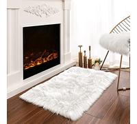 Latepis Tapis Blanc 60x90 cm Fausse Fourrure Petit Tapis Flauschig pour Couloir Lavable Shaggy Doux Décoration de Chambre