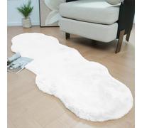 Latepis Tapis Chambre Blanc 60x180 cm Doux Moelleux Salon Tapis Descente de Lit Fausse Fourrure Lavable Poil Ras