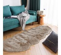 Latepis Tapis de couloir en fausse fourrure beige chameau 0,6 x 1,5 m, moelleux, lavable, en peau de mouton pour salon, canapé, chambre à coucher, tapis en peau de mouton