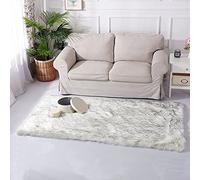 Latepis Tapis de couloir en fausse fourrure de mouton lavable à poils longs pour décoration de chambre d'adolescent, blanc avec pointes grises, 61 x 152 cm