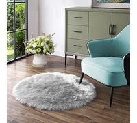 Latepis Tapis de Tente Rond 150 cm Gris Lavable Chambre à Coucher Salon Canapé Tapis Moelleux Peau de Mouton en Fausse Fourrure Shaggy Imitation de Fourrure Douce