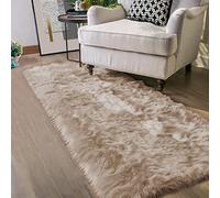 Latepis Tapis rectangulaire rectangulaire en fausse fourrure de mouton pour couloir, chambre à coucher, salon, marron et beige, 61 x 243 cm