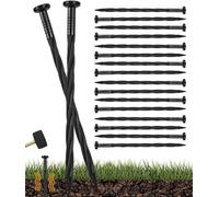 LATERN 100 Pièces Piquets de Bordure de Paysage en Plastique, 20CM Piquets de Sol en Spirale Clous d'ancrage Paysager Piquets de Tente pour Herbes Barrière, Bordure de Pavé Paysage, Allée en Herbes