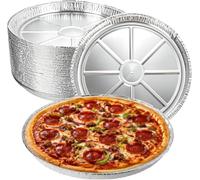 LATERN 25 Pièces Plats à Pizza en Aluminium, 30CM Plat à Focaccia Rond en Aluminium Plat Jetable pour Cuisson, Gril et Rôtissage pour Pizzas Chocolat Biscuits Gâteaux, Compatible Congélateur et Four