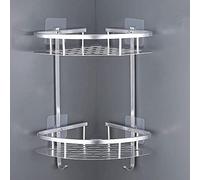 LATERN Sans Forage Etagère d'Angle Etagère de Douche Etagère de Salle de Bain - Aluminium Antirouille Stockage Rangement 2 Tablettes pour shampoing Savon