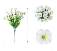LatoYard Bouquet de gloire du matin artificiel résistant aux UV, fleurs artificielles en soie avec eucalyptus pour décoration de la maison (blanc)