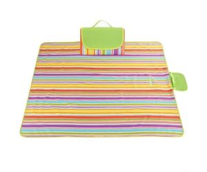 LatoYard Couverture de pique-nique imperméable pliable 200 x 145 cm, tapis Oxford avec dos antidérapant en PVC et poignée pour parc extérieur (rayures arc-en-ciel)