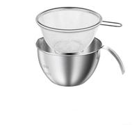 LatoYard Ensemble de bols à mélanger en acier inoxydable avec panier de drainage - Bols antidérapants pour salade et pâtisserie - Passe au lave-vaisselle - Argent 8,5 x 14,5 cm