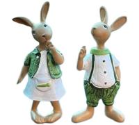 LatoYard Figurine de lapin en résine verte de dessin animé pour la maison et le jardin Décoration d'animal mignon Décoration de mariage d'anniversaire 12,3 cm (Station Rabbit 5329)