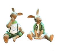 LatoYard Figurine de lapin en résine verte de dessin animé pour la maison et le jardin Décoration d'animal mignon Ornement de mariage d'anniversaire 12,3 cm (lapin assis 5328)