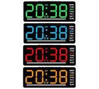 LatoYard Grande horloge murale numérique à LED, réveil électronique multifonction avec affichage de la date, de la semaine, alimentée par USB pour bureau, salle de conférence