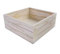 LatoYard Lot de 1 plateau moderne en bois, boîte de rangement carrée pour plantes grasses et travaux manuels, solution de décoration d'intérieur robuste et légère, beige