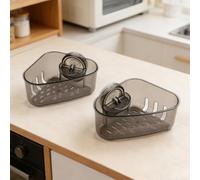 LatoYard Lot de 2 coins d'évier de cuisine pour caddy, porte-éponge transparent avec drainage efficace, rangement compact pour récurer et chiffons