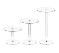 LatoYard Lot de 3 présentoirs ronds en acrylique transparent de 8 cm pour bijoux, montres, gâteaux, vitrines à assemblage, décoration de maison, café