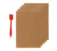 LatoYard Lot de 5 tapis de barbecue réutilisables en cuivre anti-adhésif pour barbecues électriques à gaz, charbon de bois, 40 x 30 cm avec brosse à huile