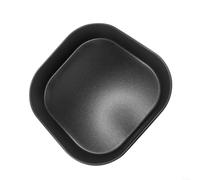 LatoYard Moule à gâteau carré en acier au carbone 20 x 20 x 3,5 cm pour friteuse à air, plaque de cuisson carrée avec revêtement anti-adhésif pour surface, facile à nettoyer, outil de cuisine noir