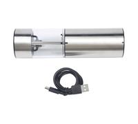 LatoYard Moulin à épices électrique - Sel et poivre - Rechargeable par USB - Avec lumière LED - 5 niveaux de mouture - Moulin à assaisonnement automatique - Récipient transparent - Noir