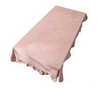 LatoYard Nappe à volants vichy marron pour salle à manger | Motif vichy classique, ourlet à volants, mélange de coton et lin, taille carrée de 90 x 90 cm, infroissable