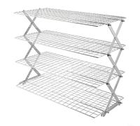 LatoYard Organiseur à épices en fer à plusieurs niveaux et grille de refroidissement pliable pour cuisine, noir (4 couches argentées)