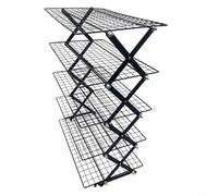 LatoYard Organiseur à épices en fer à plusieurs niveaux et grille de refroidissement pliable pour cuisine, noir (5 couches)