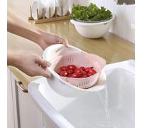 LatoYard Panier à linge rotatif avec double couche de drainage, plateau amovible pour fruits et aliments, utilisation de cuisine, PP pour plastique, gris
