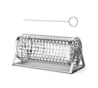 LatoYard Panier à rouler rond en acier inoxydable pour barbecue - Cage portable pour une cuisson uniforme des légumes et des fruits - Outil de barbecue extérieur facile à nettoyer