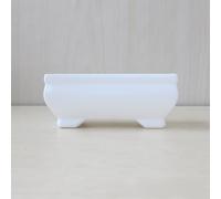 LatoYard Petit pot de fleurs rectangulaire en plastique blanc pour plantes artificielles design élégant étagère et présentoir de table