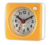 LatoYard Petit réveil portable avec lumière silencieuse, bouton snooze et 4 segments de tonalité montante, idéal pour le compagnon de voyage, rouge (jaune)