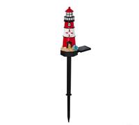 LatoYard Phare de décoration de jardin à énergie solaire, lumière LED en résine rouge, 43,2 cm, lampe automatique du crépuscule à l'aube pour cour et terrasse (rouge)