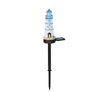 LatoYard Phare de décoration de jardin à énergie solaire, lumière LED rouge en résine de 43,2 cm, lampe automatique du crépuscule à l'aube pour cour et terrasse (bleu)