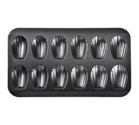 LatoYard Plateau Madeleine Antiadhésif 22,6x39,9cm Acier Carbone Doré (Noir | Idéal pour les madeleines, les desserts français, les friandises de fête, les résultats constants, les gâteaux visuellement