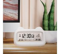 LatoYard Réveil numérique LCD transparent avec calendrier, minuteur, température et humidité, rechargeable par USB, fonction snooze pour chambre à coucher, bureau, étude, rose