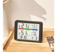 LatoYard Réveil numérique magnétique ultra fin avec écran LCD, moniteur de température et d'humidité, rétro-éclairage doux, veilleuse pour chambre à coucher, bureau, réfrigérateur, blanc