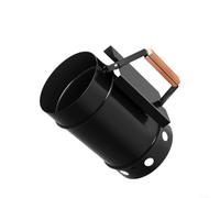 LatoYard Seau de démarrage extérieur à charbon de bois, outil d'allumage en acier galvanisé avec poignée en bois massif pour un éclairage rapide du barbecue, 28 cm (noir)