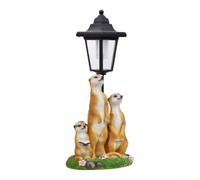 LatoYard Statue de suricate à énergie solaire avec lanterne, en résine peinte à la main, décoration de jardin extérieure, figurine de mère et de bébé résistante aux intempéries pour terrasse