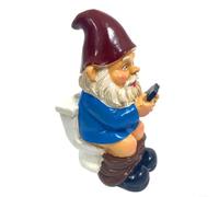 LatoYard Statuette de téléphone de toilette nain 3D en résine, figurine de nain de jardin comique pour pelouse, cour, patio, paysage (bleu)
