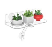 LatoYard Support pour plantes en acrylique transparent avec pieds, facile à installer, étagère à ventouse pour plantes et articles de salle de bain, présentoir robuste transparent 30 x 12,7 x 5 cm