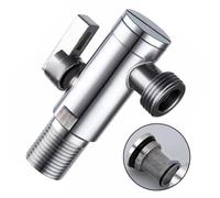 LatoYard Vanne d'arrêt d'angle compacte en métal 14 tours avec noyau à boule rouille avec filtre nettoyable pour douche, lavabo, WC Argenté