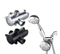 LatoYard Vanne de dérivation de douche à 3 voies en ABS pour pulvérisateur de salle de bain avec connecteur G1/2 pour tête fixe et portable Noir