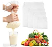 LATRAT 4 Pièces Sac Filtrant, Sacs à Fromage en Nylon, Filtre Lait Végétal Reutilisable, pour Jus de Légumes et Fruits, Café, Lait Avoine, Lait Vegetal, 4 tailles