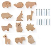LATRAT Lot de 12 Boutons d'Armoire en Bois - Décoration pour Armoire d'Enfant - Poignées pour Tiroirs, Commode - Couleur Bois