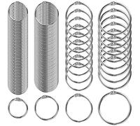LATRAT Lot de 160 anneaux de reliure pour livres - 4 tailles : 15 mm, 20 mm, 25 mm, 30 mm - Petit anneau de reliure - Pour scrapbooking, album, artisanat, porte-nom - Argenté