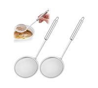 LATRAT Lot de 2 écumoires en acier inoxydable - Passoire de cuisine fine - Grande cuillère filtrante pour graisse, mousse, résidus et fruits, huile et soupe, Objet Utile