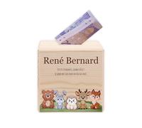 LAUBLUST Tirelire Enfant personnalisée avec prénom | Tirelire en Bois - Cadeau pour Fille & garçon | Cadeau personnalisé pour baptême, Communion, Confirmation, Anniversaire (Animaux de la Forêt)