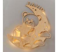 LAUBLUST Veilleuse pour bébés - Cadeau de naissance et de baptême personnalisé pour fille et garçon - Motif Ours de Lune | Naturel - Éclairage LED et lumière apaisante pour chambre d'enfant