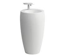 LAUFEN Alessi one Lavabo avec colonne intégrée, 1 trou pour robinetterie au centre, avec trop-plein, 530x530, H8119727571041, Couleur: Blanc Mat