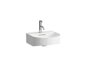 LAUFEN Appareil pour sonar en marche Lave-mains, 1 trou pour robinet, avec trop-plein, 410x420mm, avec couvercle de vanne, in abarit, blanc, H8163410001041, Couleur: Blanc