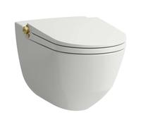 Laufen Cleanet Riva - Bidet électronique avec céramique, suspendu, Rimless, abattant SoftClose, blanc mat / or mat H8206917630001